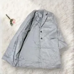 ライトグレー　チェスターコート　ソフトタッチ　裏地付き　上品　アウター　L 秋冬