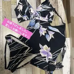 花柄 セパレート水着 ホルターネック3点セットのサムネイル