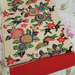 【新品未使用】大好評！おりびと 半幅帯 派オシャレ帯 椿柄 日本製 リバーシブル 新品未使用】大好評！おりびと 半幅帯 派オシャレ帯 椿柄 日本製
