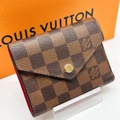 ルイヴィトン ダミエ ポルトフォイユ ヴィクトリーヌ 二つ折り 財布 赤