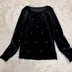 FRIFUL ビジュー ベロア トップス ブラック Mサイズ