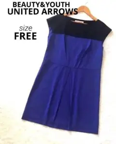 UNITED ARROWSノースリーブ チュニックワンピース ブルー F