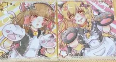 東方Project 霧雨魔理沙 博麗霊夢ファンアート 色紙 原画 一点物