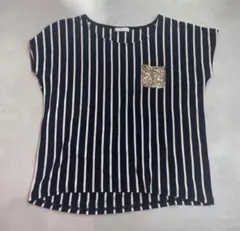 Tシャツ ストライプ　トップス　レディース　フリーサイズ　タカキューのサムネイル