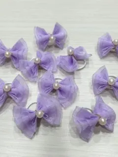 犬用リボンヘアアクセサリー（トリミングリボン）10個セット　パープル