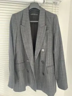 ZARA WOMAN グレー ストライプ テーラードジャケット XS