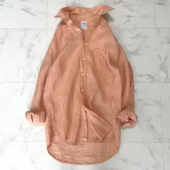 美品 洗える ブルックスブラザーズ アイリッシュリネン 長袖シャツ オレンジ S