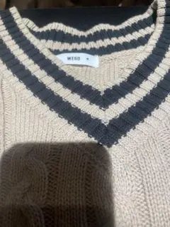 WEGO ベージュ ケーブル編み ニットベスト M
