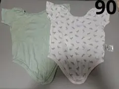 90cm 恐竜柄シャツ肌着2枚セット
