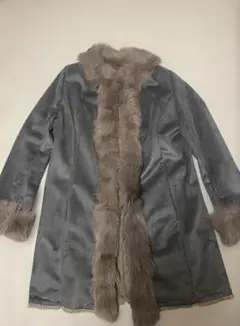 本物✩ムートン✩変形デザイン✩グレー系✩柔らか✩ファーコート 