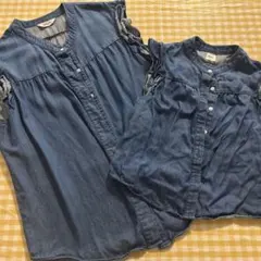 デニム ノースリーブチュニック 120 親子おそろいコーデ リンクコーデ