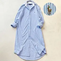 ラルフローレン KNIT OXFORD ストライプシャツワンピース XS