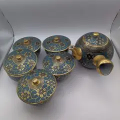 香炉　香合　風鎮　金彩　鉄仙　青粒　手描き　良山作　昭和当時物　陶磁器 tis07_1.JPG