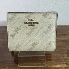 COACH 二つ折り財布 クリーム色 馬車パターン
