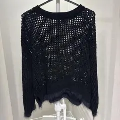 Dignite collier ブラック メッシュ ニット 長袖 トップスのサムネイル