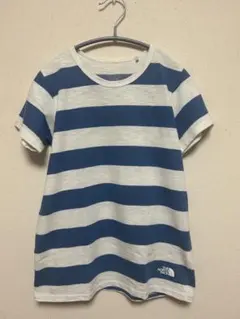 THE NORTH FACE 青と白のストライプ Tシャツ