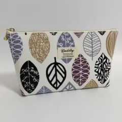 ❁マチ付きファスナーポーチ❁　北欧風リーフ♪　　化粧ポーチ