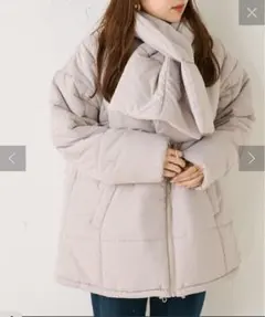 NICE CLAUP マフラー付ノーカラー中綿アウター