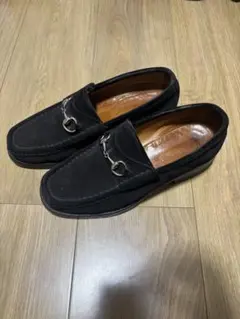 【美品/Vibram】GUCCI ホースビットスエードローファー 黒