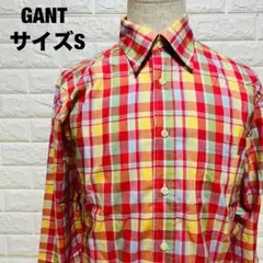GANT カラフルなチェック柄 長袖ボタンダウンシャツ S お洒落【610】のサムネイル