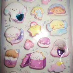 ストーン付きマシュマロシール 犬 スーパーもっちりシール ぷっくり ぷくぷく