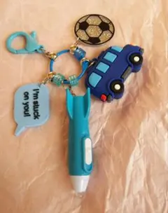 じゃらじゃらキーホルダー　ブルー系　バスソフビ　ロケットライト