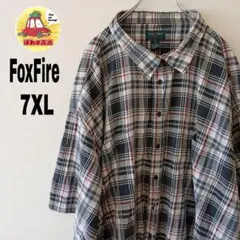 USA古着 FoxFire 半袖ボタンシャツ　7XL ブラック　グレー　チェックのサムネイル