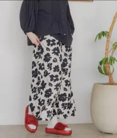 美品★ ニコアンド アソートタックガウチョパンツ 麻 レーヨン S