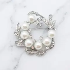 ブローチ パール コサージュ サークルA シルバー 卒業式 入園式 結婚式