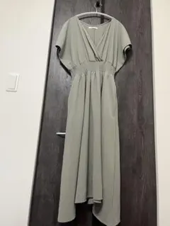 グリーン 半袖 ロングワンピース