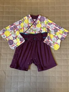 ベビー・袴風ロンパース（紫色）