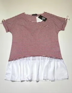 ★マリークワント★新品 赤白ボーダー コットン×オーガンジー チュニック M★