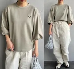 フレッドペリー ジーンズファクトリー ワンポイントロゴ刺繍 袖切り替え Tシャツのサムネイル