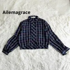 アイレマグレース　クロップドジャケット　ネイビー　チェック柄　11