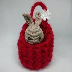 【現品限り】うさぎ③とハンギグバスケット※ハンドメイド※編みぐるみ