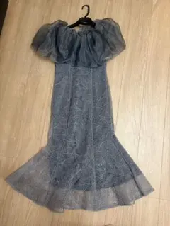 2WAYオフショルダーパフスリーブマーメイドワンピースドレス