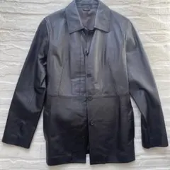 【良品】COMME CA ISM ブラックレザージャケット 豚革 Ｌ　コムサ