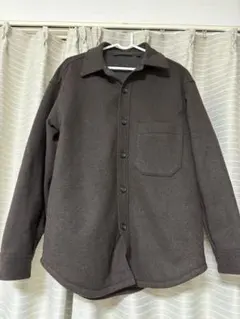 ダークブラウン フリース シャツジャケット
