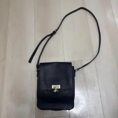 最終値下げ】アニエスべー 黒レザー ショルダーバッグ ロゴ金具 - メルカリ