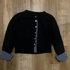 ブラックニットカーディガン チェック柄韓国Y2K