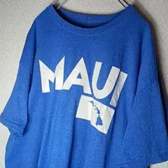 US古着 ハワイ MAUI マウイ島 ロゴ Tシャツ ブルー XL