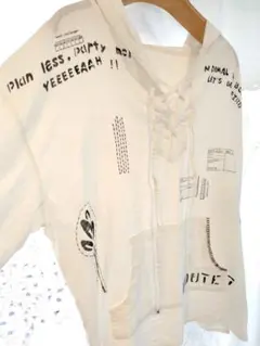 white shirt rakugaki & sashiko remake