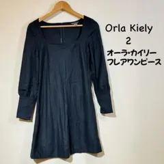 Orla Kiely　スクエアネック　フレアワンピース　ネイビー　2（JP：M）のサムネイル