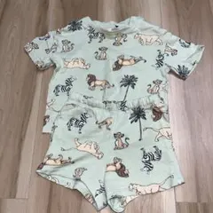 ライオンとシマウマ柄Tシャツ・ショートパンツセット