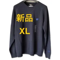 UNIQLO カウズ ウィンター ラムクルーネックセーター　ネイビー　XL