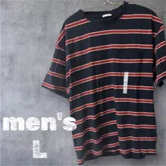 ネイビー ストライプ 半袖Tシャツ Mサイズ　夏服　メンズ