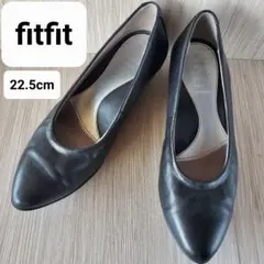 【美品】外反母趾にも fitfit 本革 パンプニーカー 黒 22.5cmのサムネイル