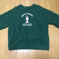 グリーン トレーナー BEST BUDDY 犬のイラスト付き