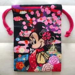 匿名配送 東京ディズニーランド ミニー 巾着 和柄