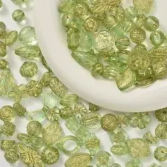 ビーズ ハンドメイド素材 チェコビーズ グリーン　Aセット まとめ売り